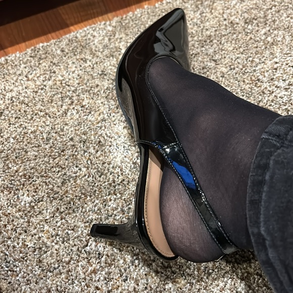 Slingback black patent look heels Martha Everyday size 9-1/2 - Picture 7 of 7